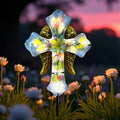Solar Cross Garden Stake Lights for Outdoor Garden,Cemetery,and Yard Decor,Angel Wings Cross Solar Christmas Lights Outdoor,Memorial Gifts Lily