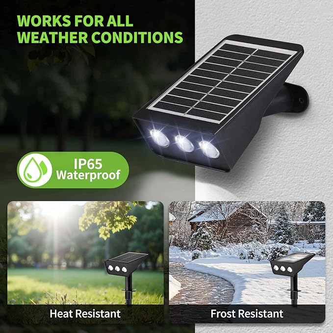 Solar Spot Lights Outdoor, 2 Pack Solar Landscape Spotlights 3 Lighting Modes IP65 Waterproof Adjustable Light House Lights Spot Light for Yard