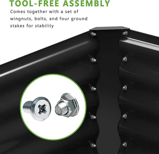 2PCS 8x4x1FT Galvanized Raised Garden Bed,Planter Raised Beds-Metal Garden Box,Large Plant for Outdoor Planting, Vegetables Bed，Flower,herb-Black