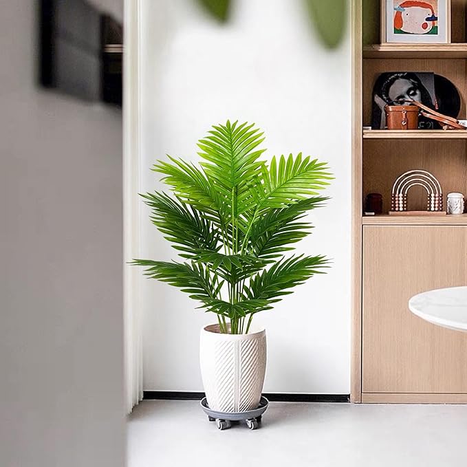 Artificial Plants in Pots Large Fake Tree Floor Faux Tropical Plants Decorative Greenry House Potted Tall for Home Office Living Room Decor Indoor Garden Outdoor (80cm Tall Palm)