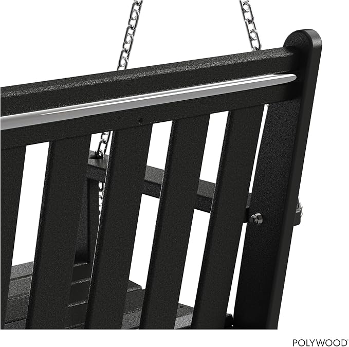 POLYWOOD GNS60BL Vineyard 60" Outdoor Swing, Black