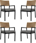 Grand patio Outdoor Dining Chair Set of 4, 4 Pieces Patio Dining Chairs, Stackable Wicker Chairs Set with Cushions Armrest for Restaurant, Outdoor, Garden, Porch, Lawn and Poolside