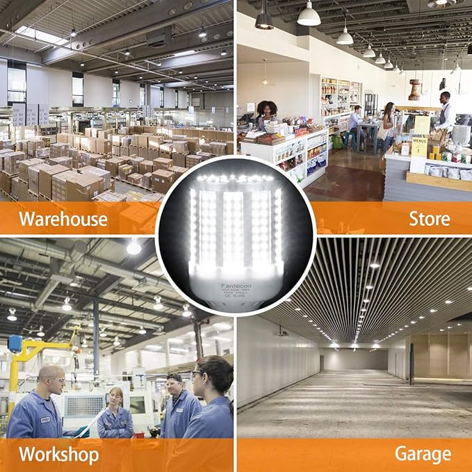 2 Pack 280W Equivalent LED Corn Light Bulb, 4000 Lumen 6500K Cool White Daylight 40W LED Corn Lamp,E26/E27 Medium Base,for Indoor Outdoor Warehouse Garage Basement Backyard Factory Barn and Many Area
