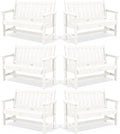 SERWALL Outdoor Bench, HDPE Outdoor Benches Weatherproof, 2-Person Garden Bench with 660 lbs Weight Capacity, Patio Benches for Outdoors, Garden, Porch, Backyard and Park, White, 6 Pack