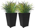Keter Set of 2 Modern 22‑Inch Tall Outdoor Flower Pots – Large Resin Tapered Planters for Outdoor Plants, Front Porch & Patio Decor, Wood‑Look Design, Graphite