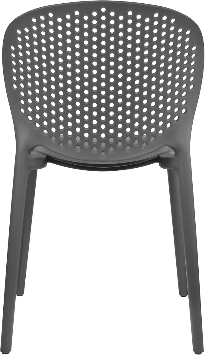 2xhome Set of 4 Patio Dining Chairs | Modern Stackable Outdoor Pool Side Chair | Weather Resistant Plastic for Yard, Porch, Balcony, Kitchen, Gray