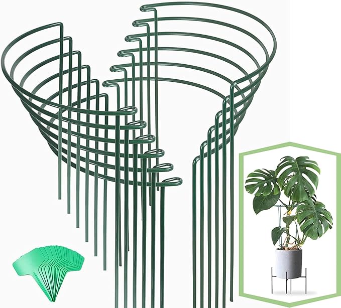 Joyhalo 12 Pack Plant Support Stakes, 16 Inch Plant Stakes for Outdoor Plants, Peony Cages and Supports, Peony Cage with 15 Pcs Twist Ties, Flower Stakes Peonies Support Cages for Plants
