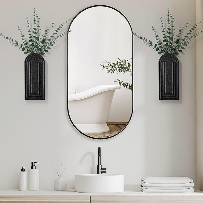 Wooden Wall Art Decor: Wall Vases for Indoor Artificial Plants & Flowers, Wood Wall Hanging Planters for Home Decor - Bathroom, Living Room, Bedroom, Patio (Black)