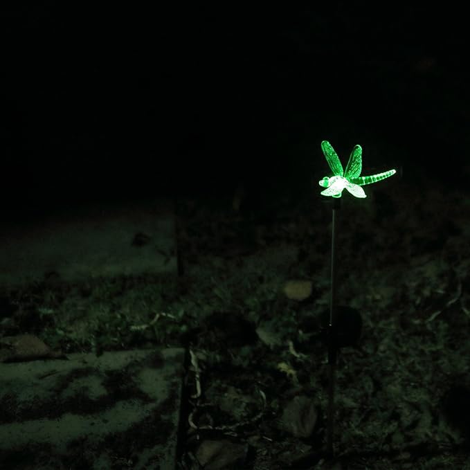 Outdoor Solar Garden Stake Light - Color Changing Decorative LED Stake Lamp In-ground Landscaping Lighting for Garden Patio Yard Lawn Pathway Flower Bed Decor Decorations Figurine Dragonfly