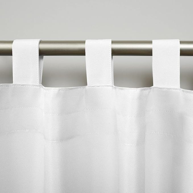 Exclusive Home Cabana Solid Indoor/Outdoor Light Filtering Hook-and-Loop Tab Top Curtain Panel Pair, 54"x63", White