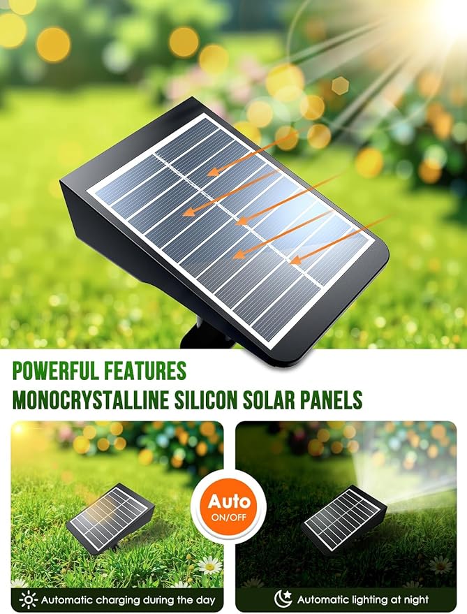 Solar spot Lights Outdoor IP65 Waterproof Solar spotlights 3 Lighting Modes Tree Lights for Outdoor Yard Garden Auto On/Off Wall Lights for Walkway Driveway Garage 6 Pack (Warm White