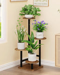 Plant Stand Indoor - 4 Tiered Indoor Plant Stand, Metal Plant Shelf Plant Holder, Ideal for Living Room, Garden, Patio, Balcony (Black Brown)