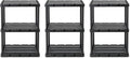 Gracious Living 3 Pack Light Duty Storage Shelves, Knect-A-Shelf 3-Shelf Ventilated Shelving Rack Organizer for Home, Garage, Basement, Laundry, Black