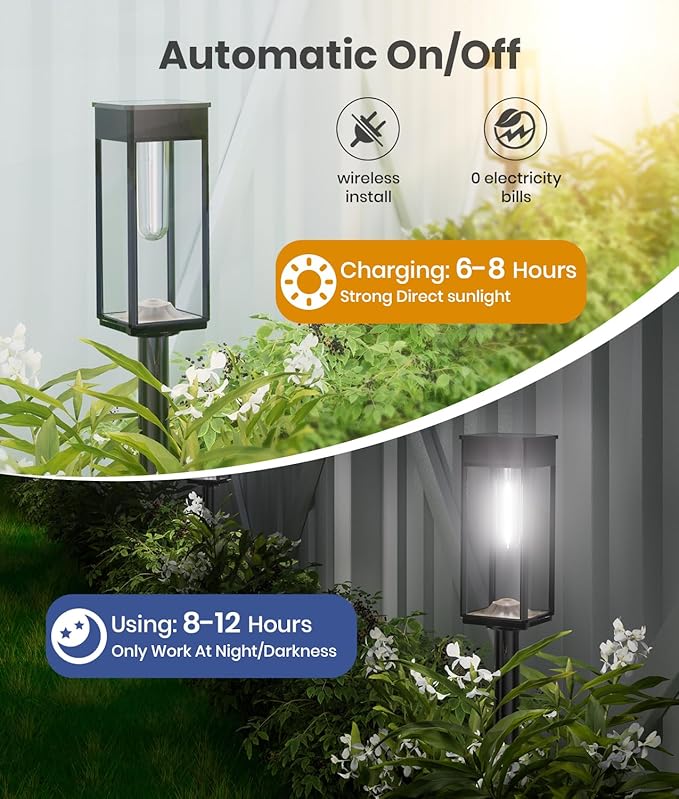 Solar Pathway Lights Outdoor, 12 Pack Bright Solar Lights Outdoor, Auto On/Off, IP65 Waterproof Landscape Lighting for Yard Patio Walkway Driveway Pathway (Cool White)