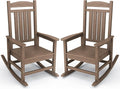 KINGYES Outdoor Rocking Chair Set of 2, High Density Polyethylene Patio Rocking Chairs with 330lbs Support for Adults, Brown