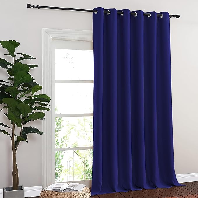 NICETOWN Navy Blue Blackout Curtains for Bedroom 95 Inch Length - Thermal Insulated Room Darkening Privacy Grommet Window Drapes for Boys Room, Set of 1 Panel, 80 x 95 Inch