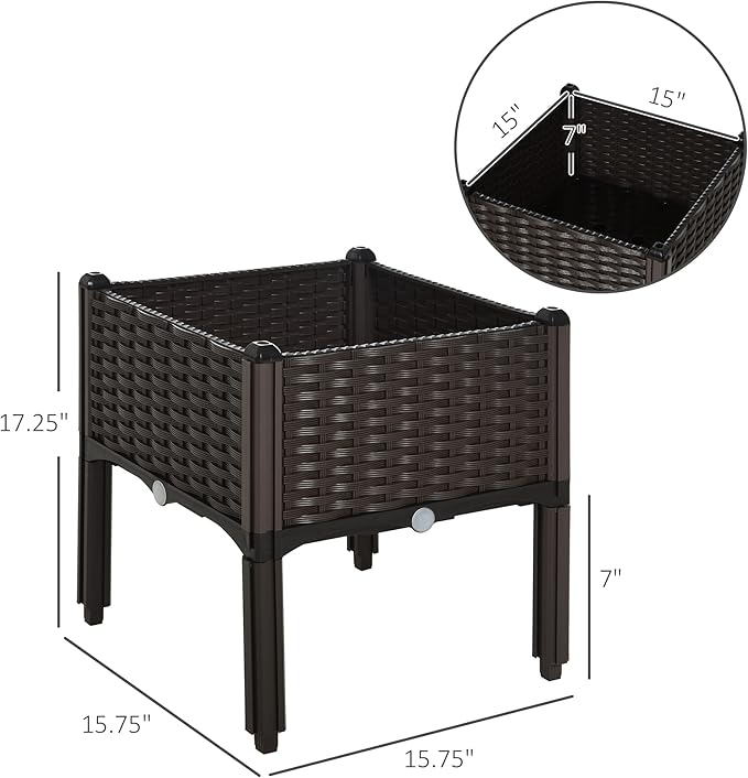 Outsunny 1 Piece Raised Garden Bed with Legs, Planter Box Raised Bed to Grow Flowers, Herbs & Vegetables, Brown