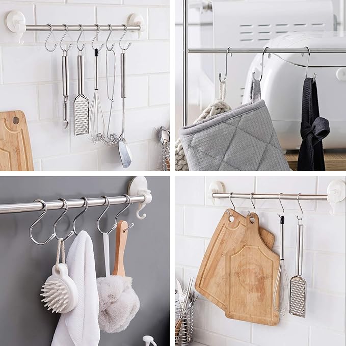 Myfolrena 20 Pack S Hooks for Hanging, 3.4 Inch Metal S Shaped Hook Heavy Duty Hanging Hooks for Pots, Pans, Plants, Bags, Cups, Clothes (Silver)