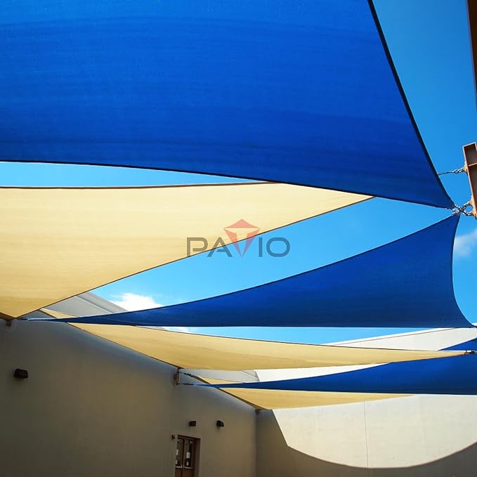 Patio Paradise 8' x 8' x 8' Sun Shade Sail Triangle Canopy Shade Cloth Fabric Sunlight Block Patio Pergola Cover HDPE Deck Awning for Outdoor Backyard Roof Shading, Blue