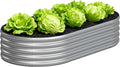 4x2x1FT Galvanized Raised Garden Bed Kit,Vegetable Boxes-Oval Metal Flower Box,Large Planter Raised Beds Outdoor Garden for Planting,Fruit,Herb-Silver