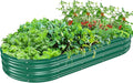 Oval Galvanized Planter Box, Metal Raised Garden Bed - 0.8MM Thick- Ideal for Outdoor Gardening and Planting of Vegetables Flowers Fruits Succulent Plants and Others (Green, 6X3X1 FT)