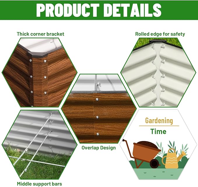SnugNiture Galvanized Raised Garden Bed 4x4x2FT Outdoor Large Metal Planter Box Steel Kit for Planting Vegetables, Flowers