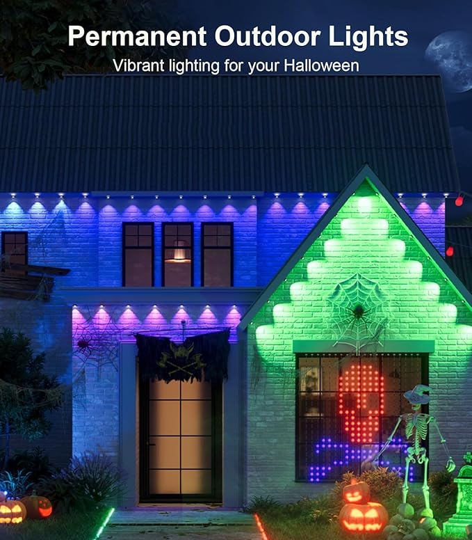 300FT Permanent Outdoor Lights for House, Smart Color Change Eaves LED Lights House Decor for Holiday, Christmas, Halloween, IP67 Waterproof Outside Lighting with APP Remote Control for Daily, Pool