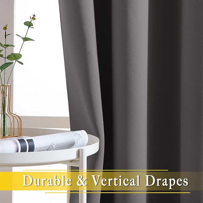 NICETOWN Sliding Door Curtains, Wide Thermal Blackout Patio Door Curtain Panel, Sliding Door Drapes/Draperies with Grommet Top (Gray, W80 x L84)