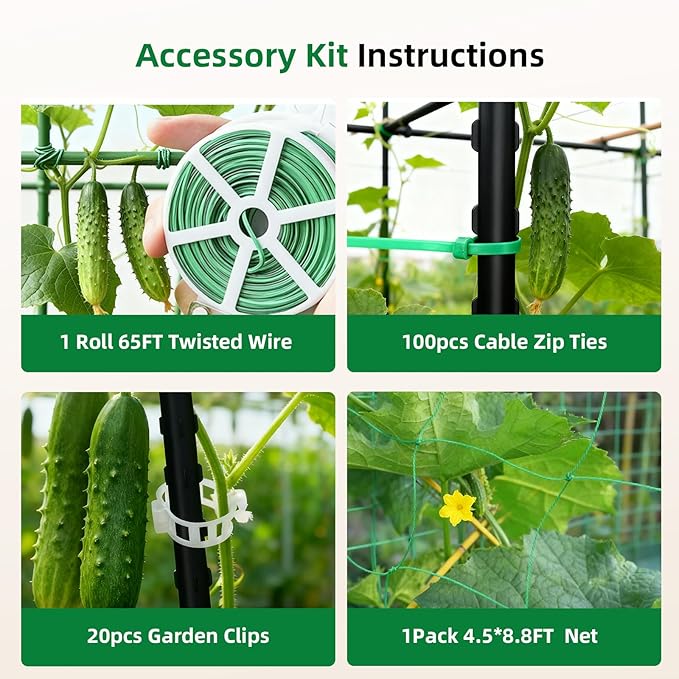 Cucumber Trellis for Raised Bed, U-Shape Garden Arch Metal Support for Climbing Plants, Metal Arch Plant Support Vegetables Trellis, Plant Support for Vine Outdoor(Black, 63*30*47inch(L*W*H))