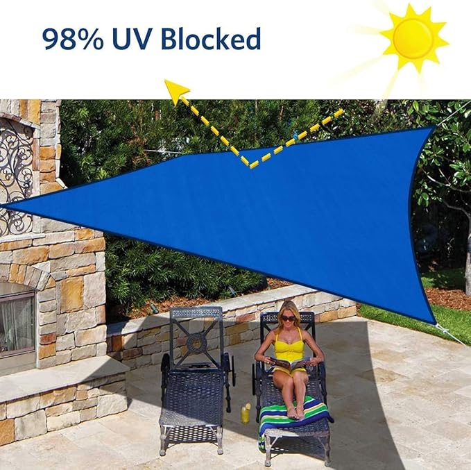 Quictent 20x16ft 185G HDPE Rectangle Sun Shade Sail Canopy 98% UV Block Outdoor Patio Garden with Hardware Kit (Blue)