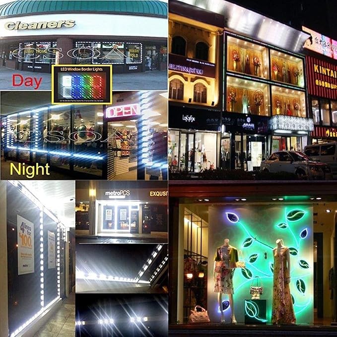 LED Storefront Lights for Business Waterproof Decorative Light for Advertising Letter Signs 4 Set 5050 SMD Window Strip Lights 40ft 80 Pieces LED Module Lights