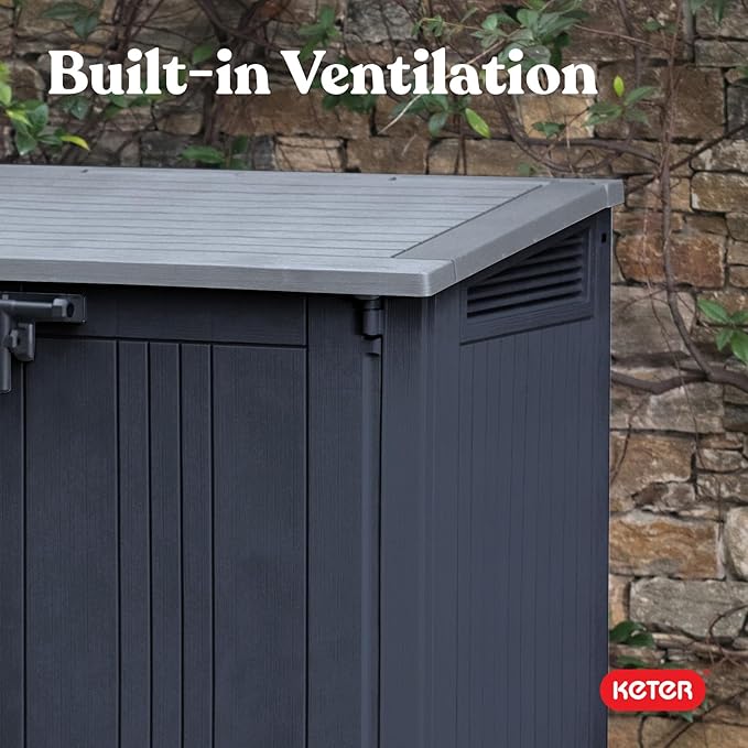 Keter Store-It-Out Prime 4.3 x 3.7 ft. Outdoor Resin Storage Shed with Easy Lift Hinges, Perfect for Yard Tools, Pool Floats and Garden Accessories, Black
