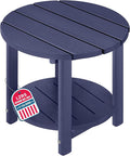 LZRS Round Adirondack Side Table Double End Table, Outdoor Side Tables for Patio, Backyard,Pool, Indoor Companion, Easy Maintenance & Weather Resistant(Navy Blue)