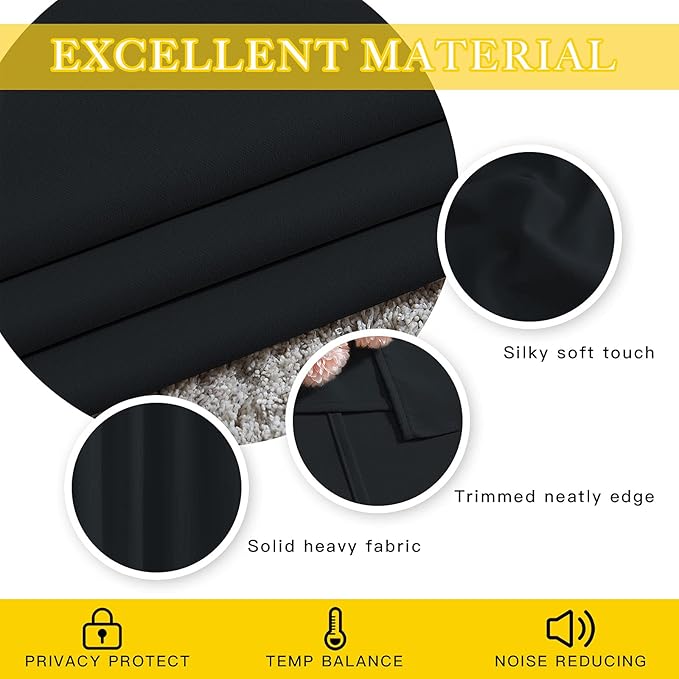 NICETOWN Blackout Curtain for Sliding Glass Door, Patio Door Curtains, Thermal Insulated Wide Drapes/Draperies Light Blocking for Bedroom/Porch (Black, 1 Panel, 80" W by 108“)