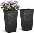 VEVOR Set of 2 Tall Planters for Outdoor Plants 23 inch, Black Tall Planter for Indoor Plants, Modern Planters for Front Porch Patio Balcony, Plant Container Flower Pots with Built-in Drainage