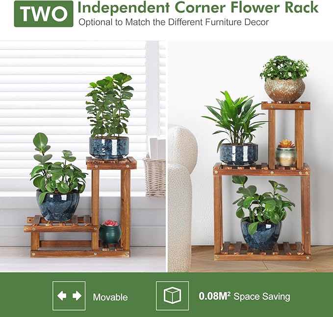 Plant Stand for multiple Plants Stands Indoor Outdoor Flower Pot Stand 5 Tiers Flower Shelf Rack Plants Stands for Patio Balcony Living Room （Upgrade 2 in 1 ）