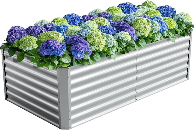 6X3X2ft (1 Pack) Galvanized Raised Garden Bed,Outdoor Courtyard Planter Box Metal Patio Kit Planting Bed for Vegetables Flowers Herb,The material is thickened and not prone to deformation or rust