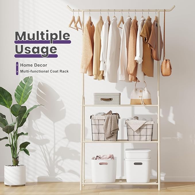 Metal Plant Stand Indoor Outdoor, 3 Tier Tall Corner Plant Shelf, Hanging Flower Ladder for Living Room, Balcony, Garden, Patio (White)