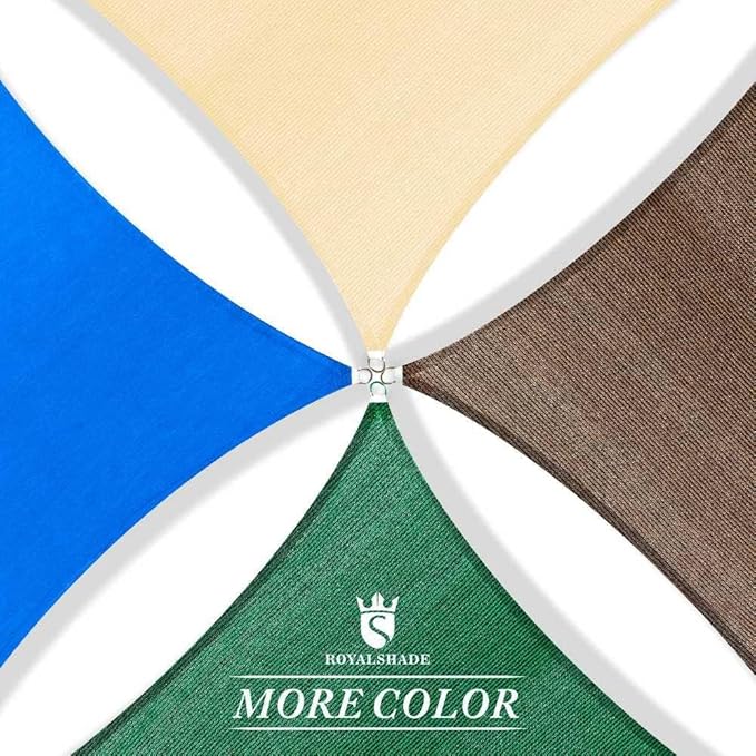 Royal Shade 20' x 20' x 20' Beige Triangle Sun Shade Sail Canopy Outdoor Patio Fabric Screen Awning RTAPT20 - UPF50+ 95% UV Blockage, Heavy Duty, Water & Air Permeable (We Make Custom Size)