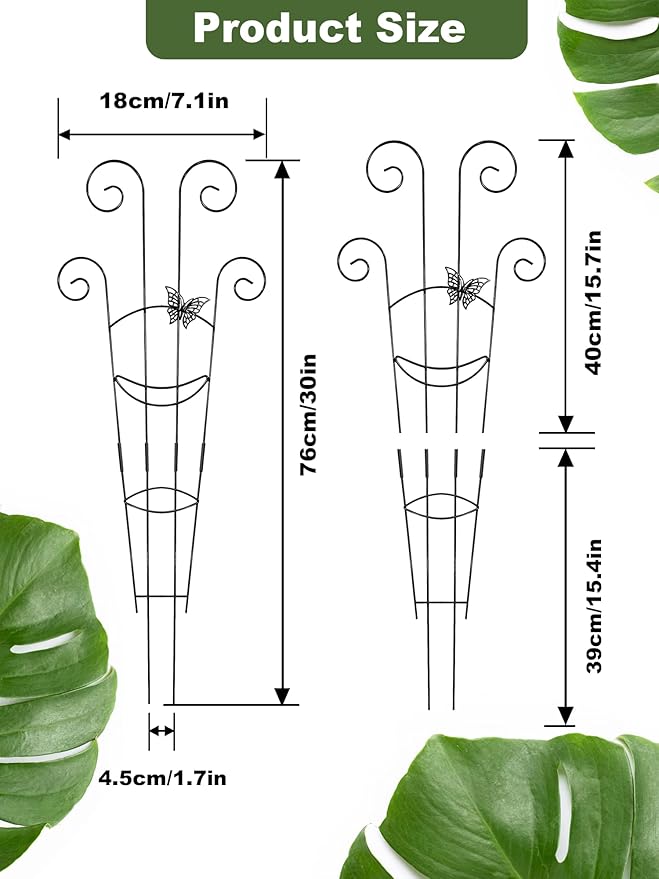 Metal Butterfly Trellis for Climbing Plants Indoor, 4 Pack 30 Inch Taller Garden Trellis for Potted Plants, Monstera Plant Support Stakes for Ivy Pothos Hoya Flower Outdoor (Black)