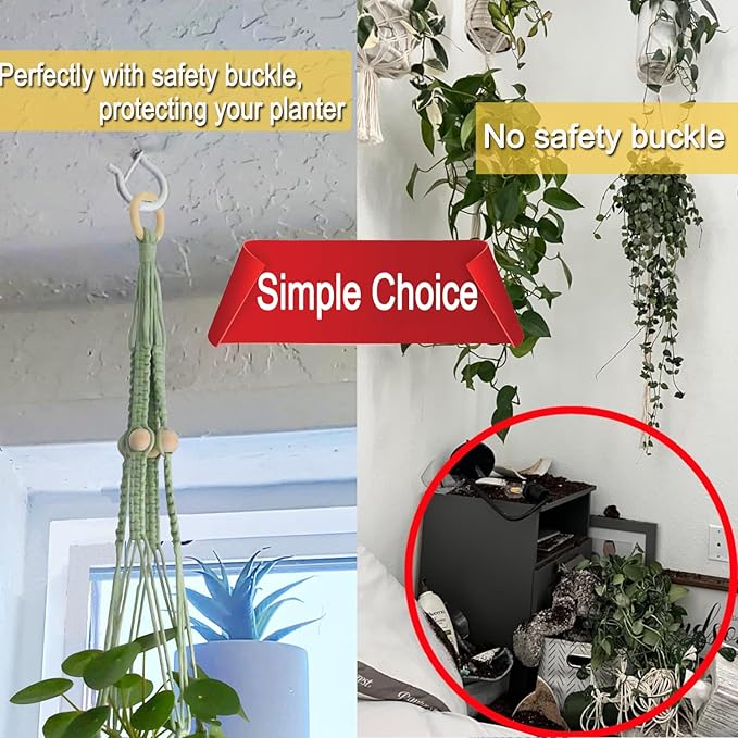 20 Pack Q Hanger Hooks with Safety Buckle, Rustproof Screw Hooks for Hanging String Lights, Bird Feeder, Plants, Wind Chimes & Holiday Decorations, Holds Up to 40 lbs（2.2" White Vinyl Coated ）