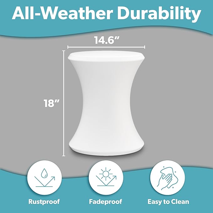 Coast Modern Outdoor Side Table - Lounger Table for Inside Pool or on Patio - All-Weather Furniture for Sun Shelf Up to 15" – White