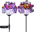 Outdoor Solar Garden Lights - 2 Pack Solar Powered Garden Stake Lights with 18 Butterflies and Copper String Lights, Multicolor