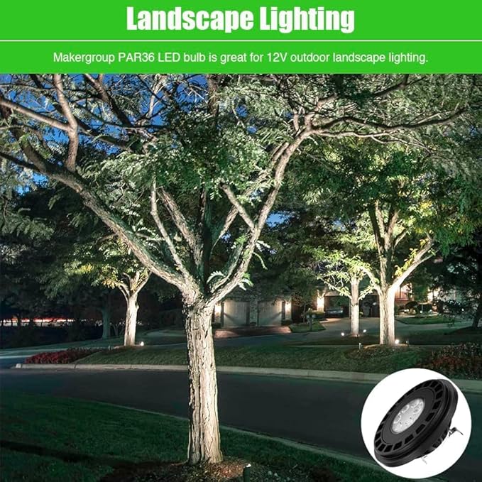 PAR36 Landscape LED Light Bulb 10W 12V Low Voltage Waterproof Spotlight for Outdoor Yard Lighting Tree Light, In-Ground Well Light, Daylight White 5000K