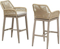 PURPLE LEAF Outdoor 29" Bar Stools Set of 2, Boho Patio Bar Height Chair with Cushion and Back for Outdoor and Indoor, Garden, Patio, Champagne