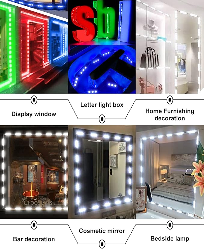 LED Window Lights Storefront Decorative Lights for Business 12V 5050 Advertising Signs Commercial Store Light LED Module 50FT (5 Packs) Upgraded RGB Light