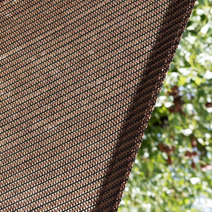Amgo Custom Size 10' x 10' x 10' Brown Triangle Sun Shade Sail Order to Make Canopy Awning UPF50+ AGSLT, 95% UV Blockage, Water & Air Permeable, 200GSM Commercial Standard (We Customize)