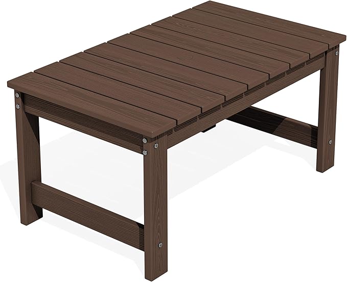 SERWALL Outdoor Coffee Table with 1.69" Umbrella Hole, HDPE Patio Coffee Table for Outside, Rectangle, Coffee