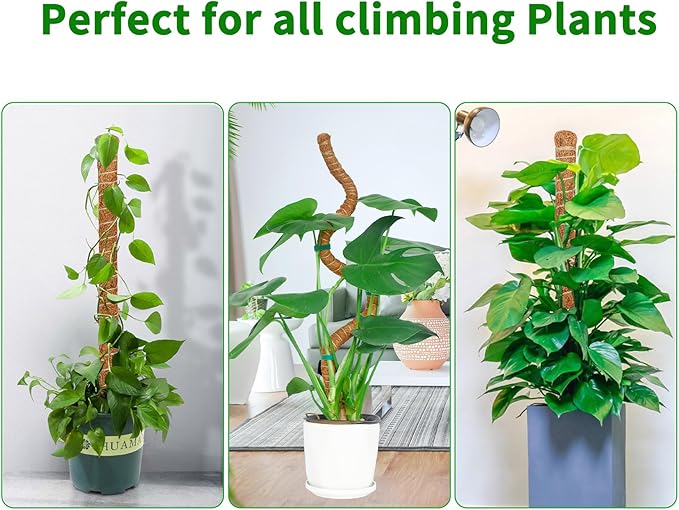 2 Pack 28 Inch Moss Pole Monstera Plant Support, Coir Moss Poles for Climbing Indoor Plants, Bendable Plant Stake Trellis for Potted Plant, Pothos, Philodendron