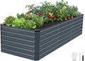 INNO STAGE 8x3x2ft Galvanized Raised Garden Bed, Raised Garden Bed Kit-Metal Planter Box Outdoor, Planting for Vegetables, Fruits, Herbs, Flowers, Grey